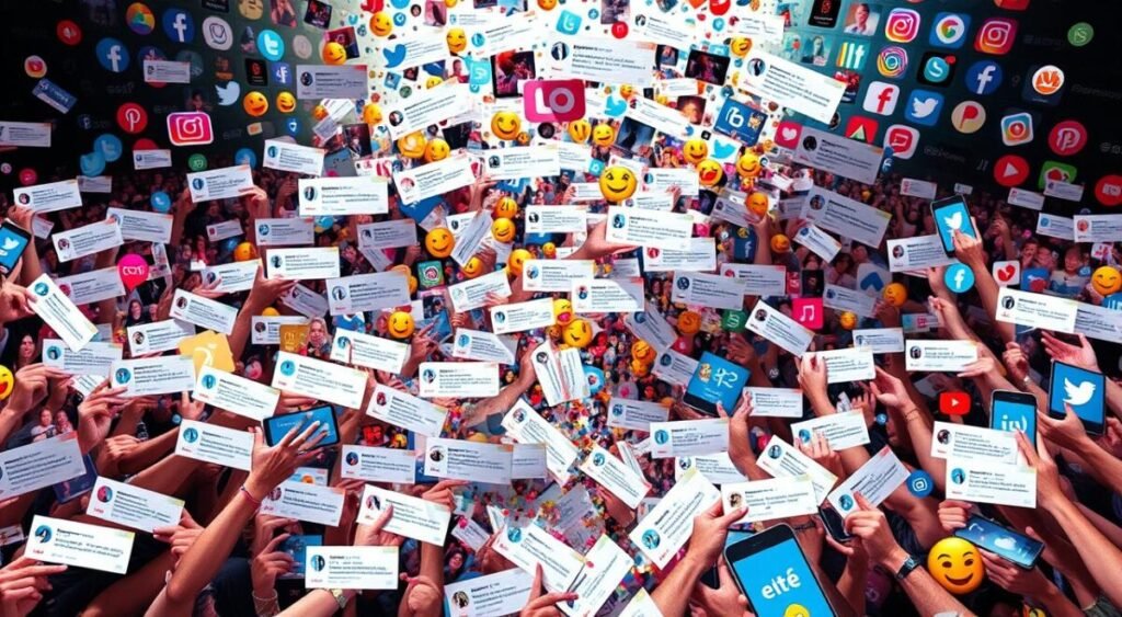 A vibrant social media landscape, abuzz with heated reactions and viral discussions. In the foreground, a collage of diverse digital interactions - tweets, comments, and shares - reflecting the public's impassioned response to the events unfolding on the reality TV show. Cascading through the middle ground, a swirling whirlpool of hashtags, memes, and emoji-laden dialogues, capturing the frenetic energy of online discourse. Framing the scene, a backdrop of smartphone screens and social media app icons, the digital fabric that facilitates the rapid spread of information and opinion. Lighting is dramatic, with a mix of bright highlights and shadowy areas, conveying the high-intensity emotions and polarized perspectives that have gripped the audience. The overall atmosphere is one of vibrant, unrestrained digital engagement, mirroring the spirited public reaction to the unfolding events.